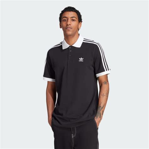 adidas poloshirt schwarz|Adidas black striped polo.